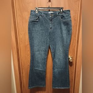 Riders by Lee Mid Rise Boot Cut Stretch Blue Jeans Bottoms 14P Short Petite